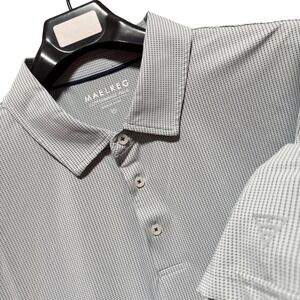 MAELREG Shirt 3XL Polo Performance White Black Micro Print Short Sleeve Stretch